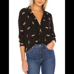 Rails Black and Gold Animal Print Button-Down Shirt